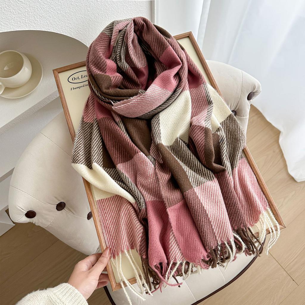 Classic Block High-end Shawl, Soft And Skin Friendly Tassel Plaid Scarf, Warm Couple Style Scarf