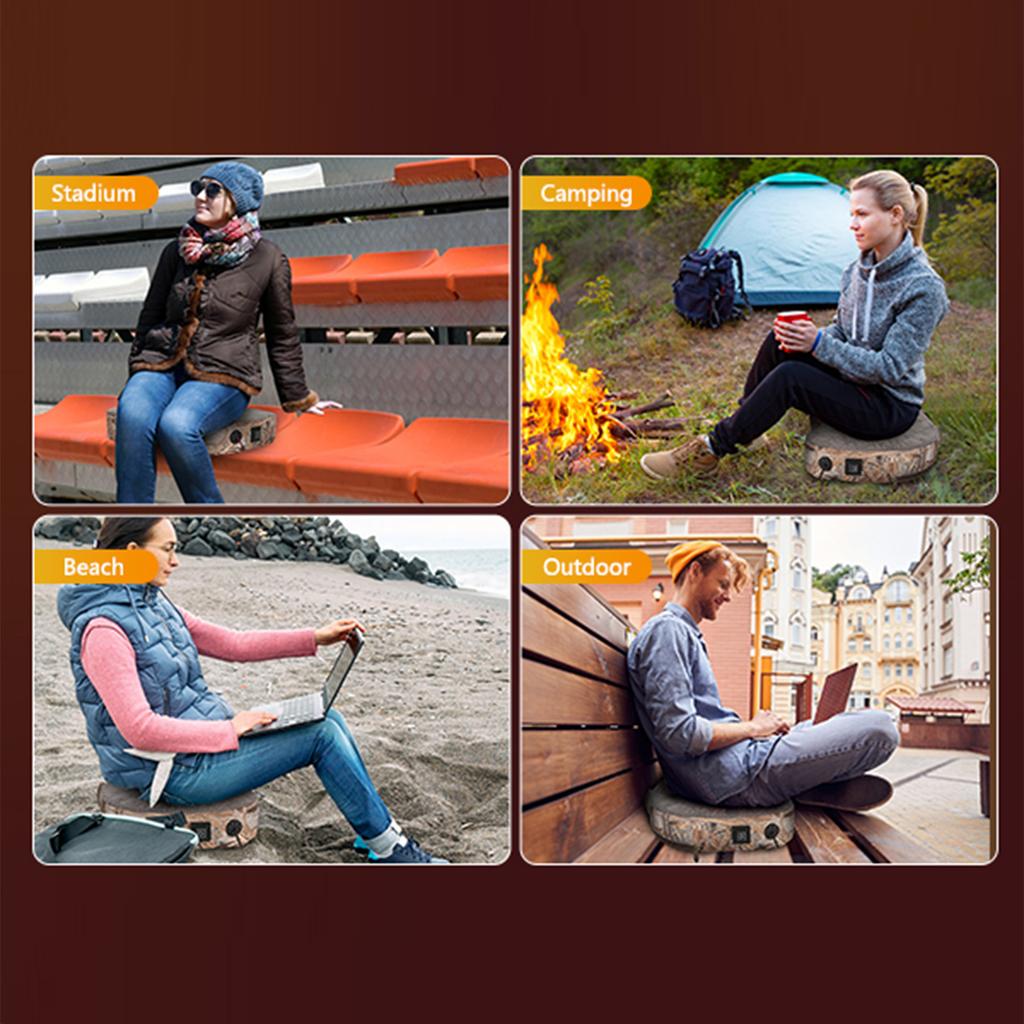 Tragbarer beheizter Stadionsitz Beheiztes Sitzkissen 3 Heizstufen Stuhlkissen für Camping Outdoor