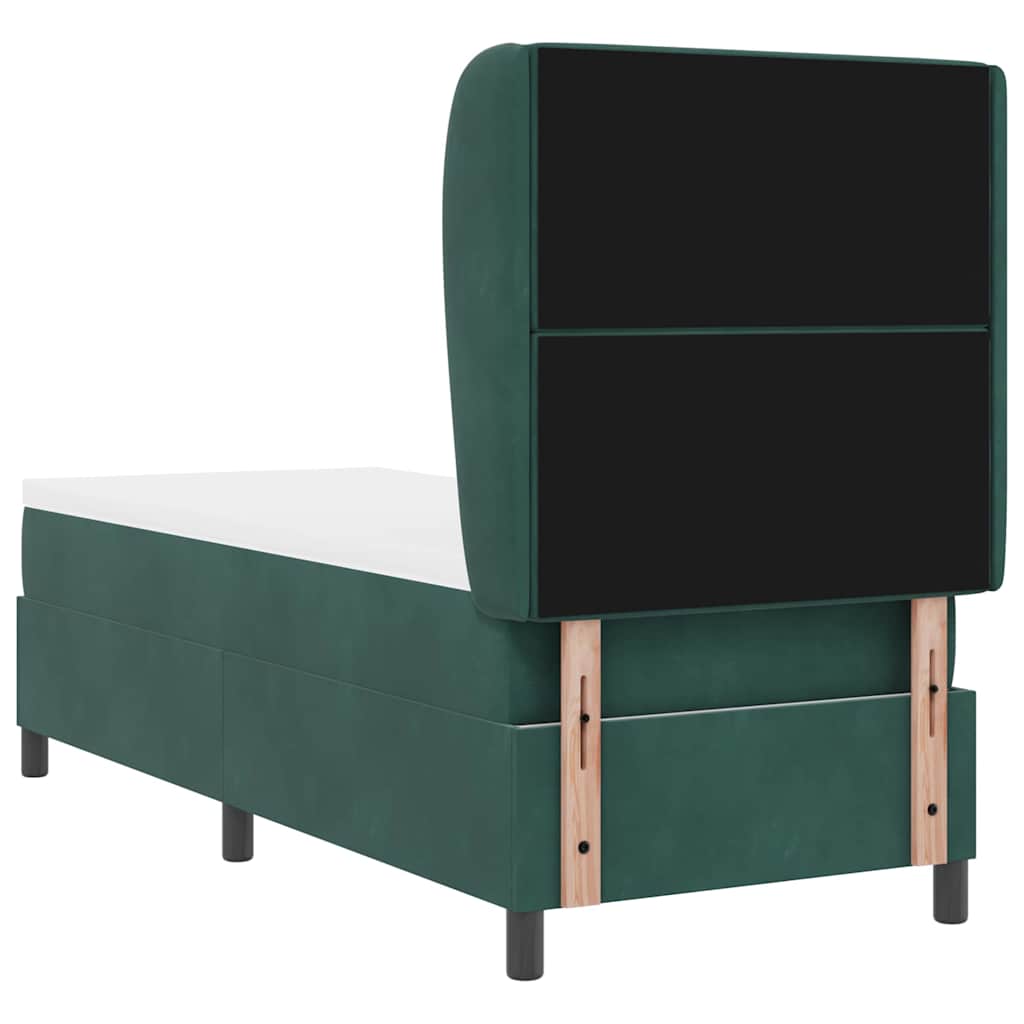 Box Spring Bed with Headboard Dark Green 200 X 80 Cm Velvet