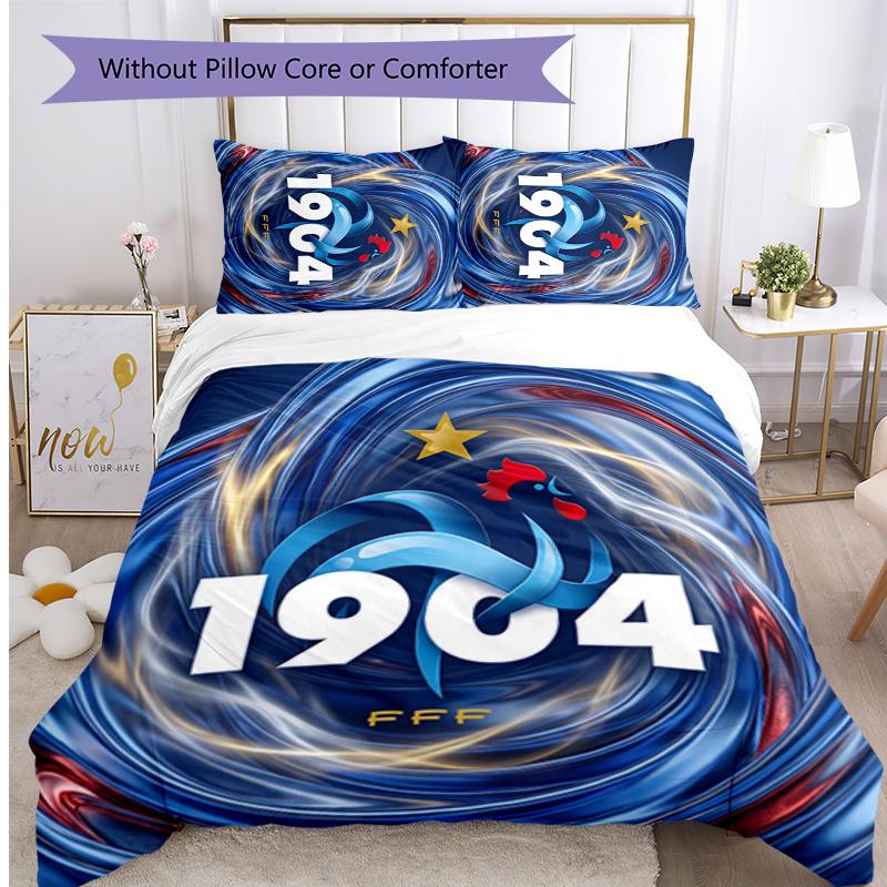 Set Biancheria da Letto Stampata France Football 3 Pezzi Set Copriletto Accogliente Traspirante come Regalo per Inaugurazione Casa Vacanze