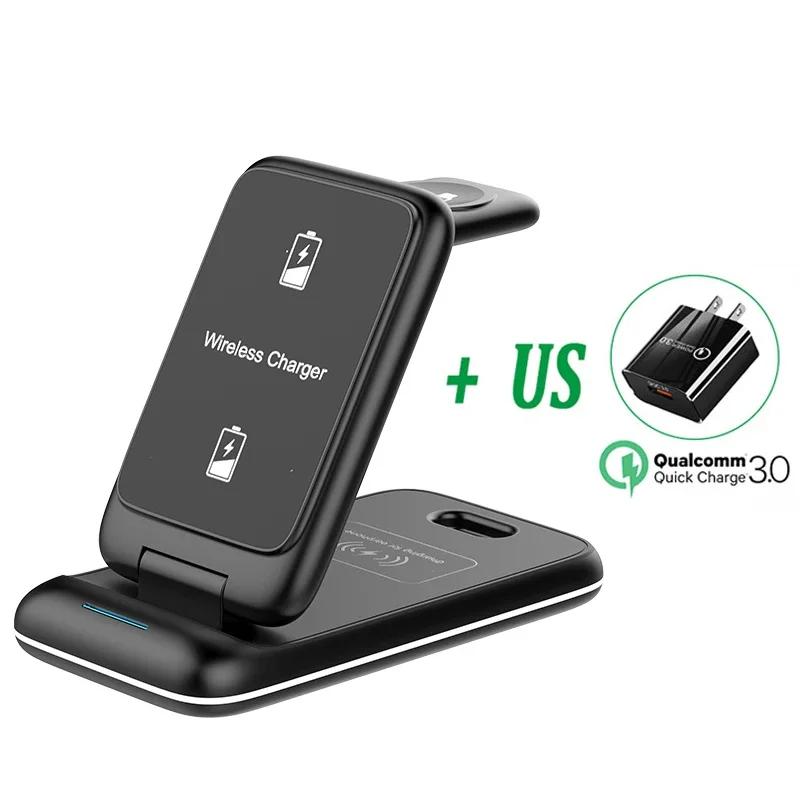 3 in 1 Wireless Charger Stand Foldable Fast Charging Station Phone Holder For iPhone 16 15 14 13 12 Pro Max  Watch Airpods