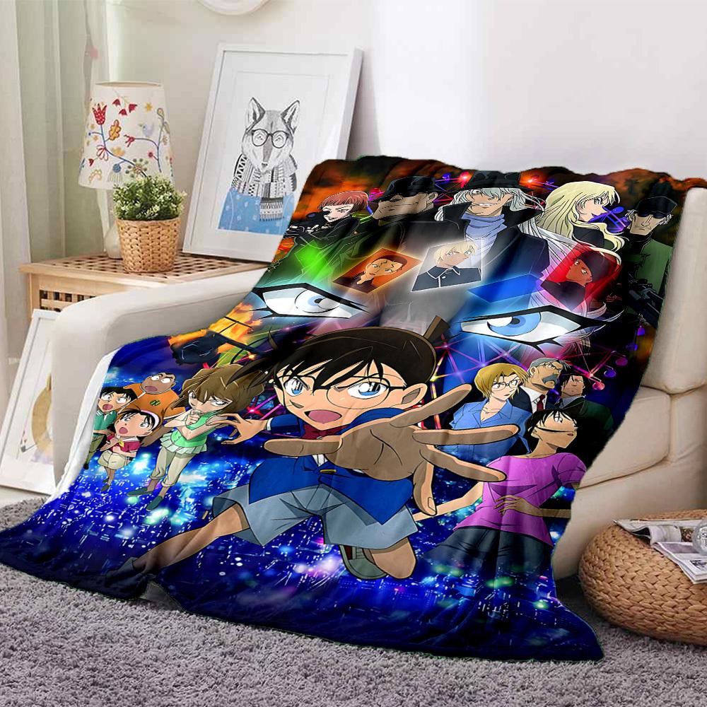 1pc Detective Conan Cozy Print Blanket Lightweight Warm Flannel Throw Blanket For Sofa, Bed, Living Room