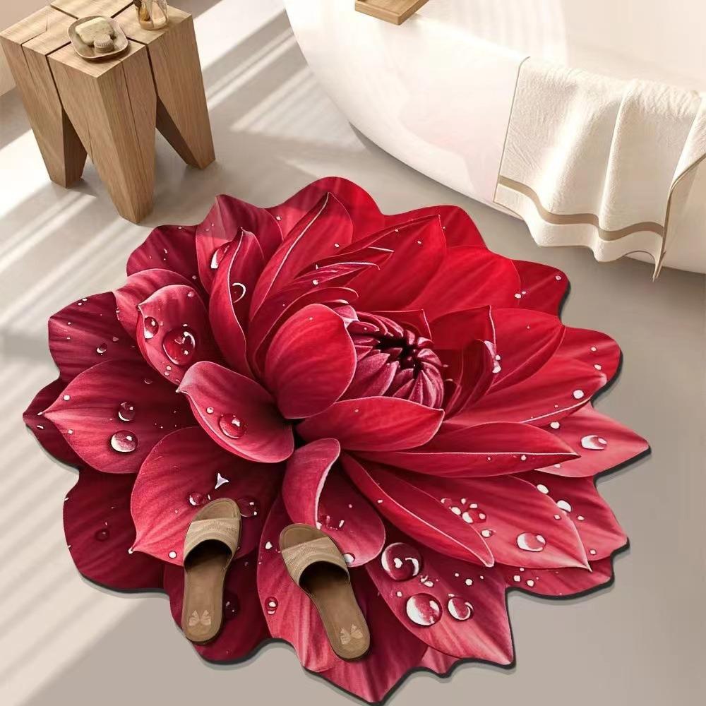 3D Flower Carpet Absorbent Anti Slip Easy To Maintain Living Room Coffee Table Dirt Resistant Carpet