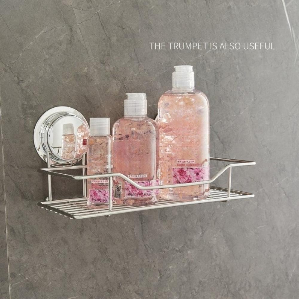 Toilet Suction Cup Storage Rack No Drilling Bathroom Kitchen Storage Box Wall Mounted Makeup Shelves Shower Gel Organizer Holder