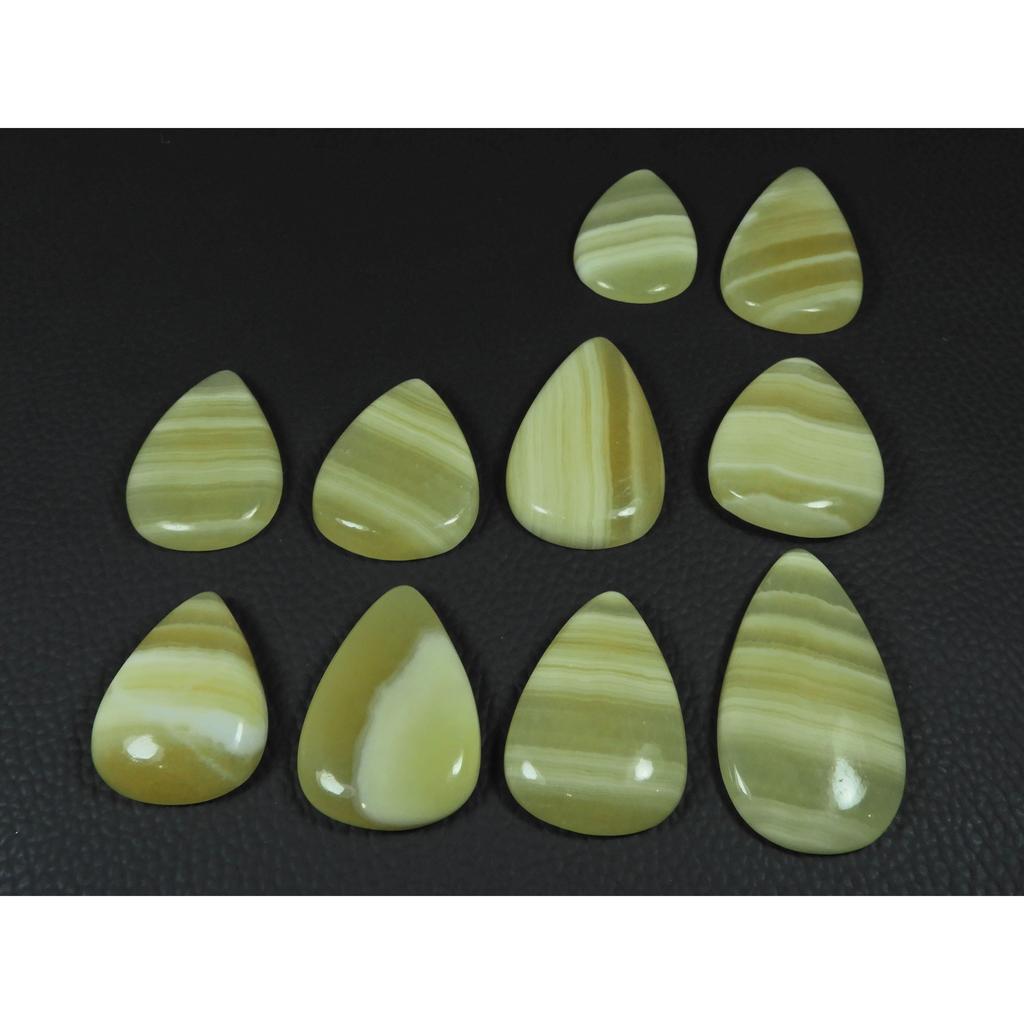 356Cts. Natural Yellow Lace Agate Pear Cabochon Loose Gemstone 10 Pcs Lot C-3899