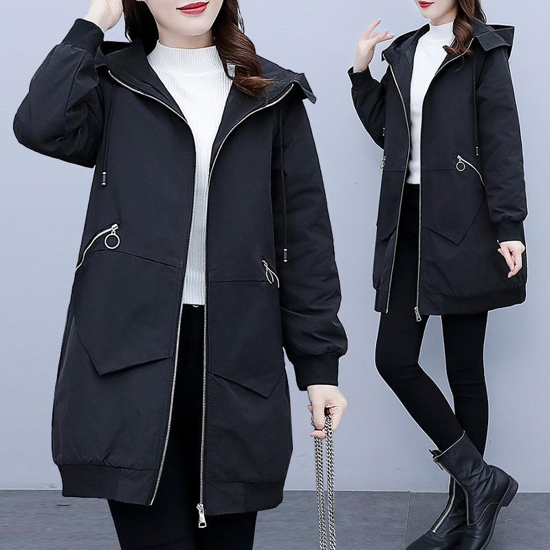 

Женская куртка большого размера с хлопковой набивкой 0 кг женская одежда осень и зима новинка полная сестра мм средней длины хлопковая куртка L (recommended 100-57.5kg) чёрный