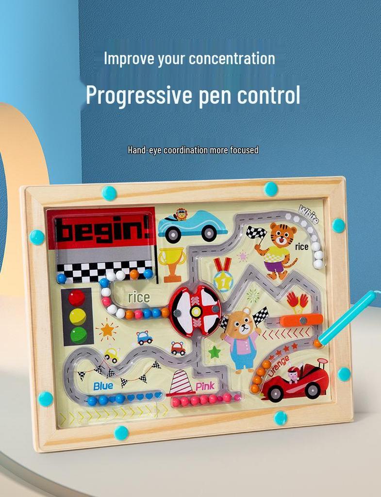 Cross-Border Montessori Children's Magnetic Bead Maze Board: Educational Color Sorting and Counting Toy