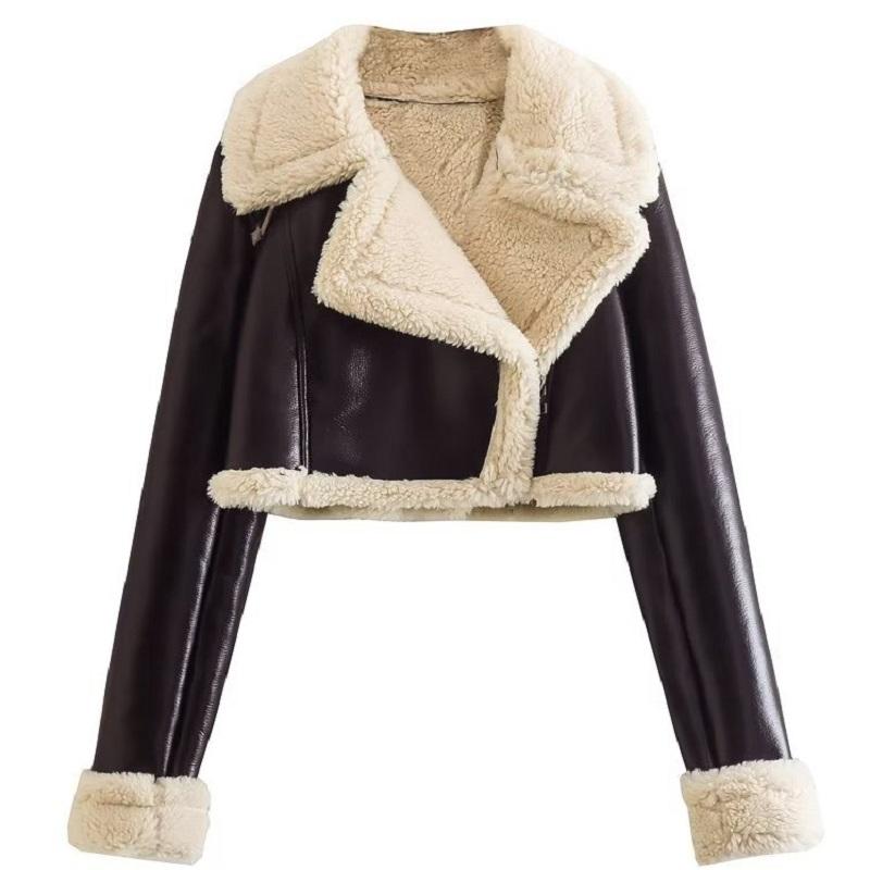 Frauen Fashion Solid Front Zipper Jacken Vintage Revers Neck Long Sleeves Weibliche Chic Dame Outfits