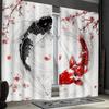 Set Of 2 Artistic Jit Floral Koi Fish Curtains Design Polyester Curtain Window Decor Living Room Darkening With Rod Pocket Ideal For