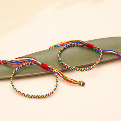 Five-color Thread Bracelet, Buddhist Prayer Beads, Vajra Knot, Five-color String Wish