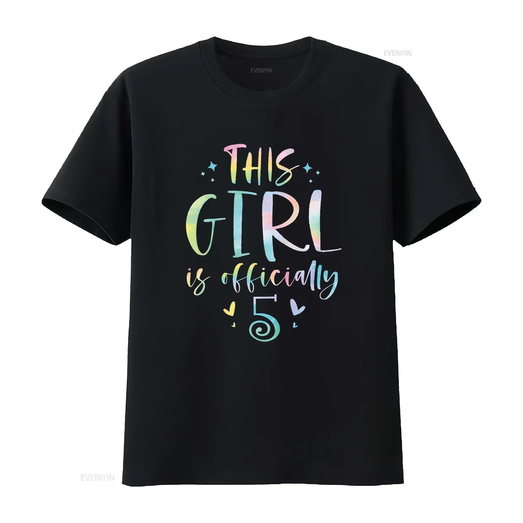 Kids This Girl Is Officially 5 Five Year Old 5th Birthday T Shirt Vintage Washed Homme Streetwear Stretched Casual - Men s Su... S