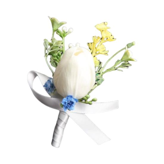Artificial Wedding Corsage And Boutonniere Set Silk Flower Wrist Corsage And Lapel Pin for Bridal Party Business Opening Ceremony Guest Flower