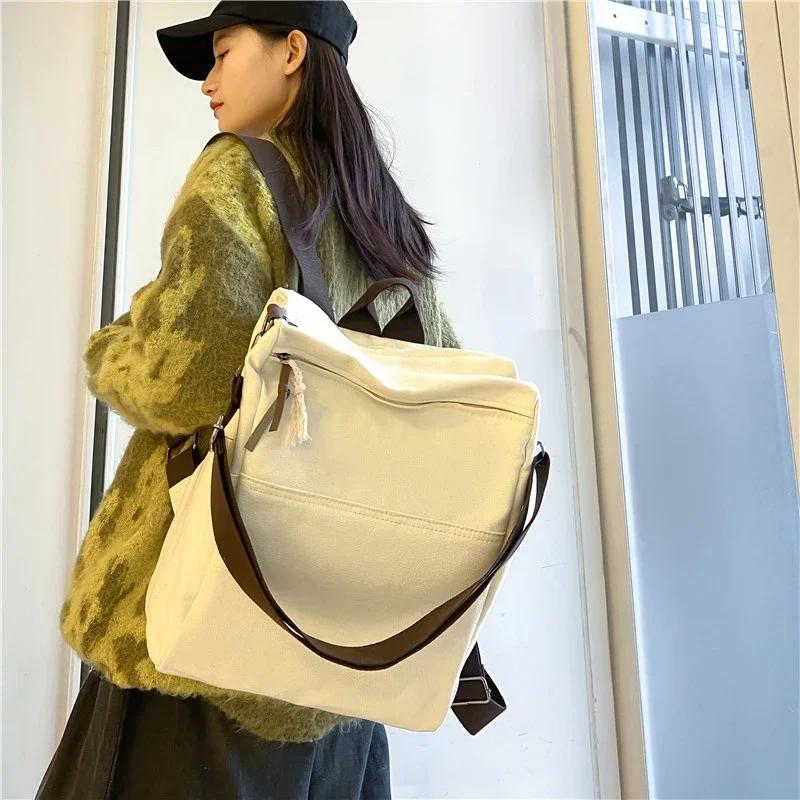 Solid Color Zipper Canvas Ladies Backpacks for Sale  Casual Commuting School Bags  High Quality Large Capacity Bags for Women