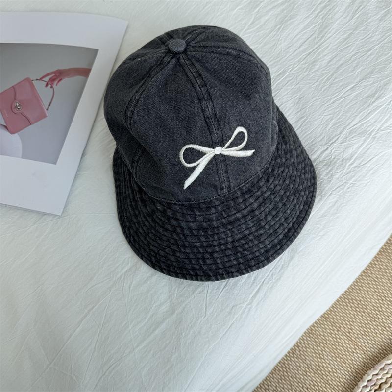 Bow Embroidered Temperament Baseball Hat for Women Japanese High Cloth Outdoor Sunshade Versatile Fisherman Hat