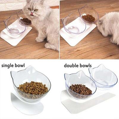 Tekli Çift Kase Eğimli Sevimli Tasarım Kedi Kulakları Kedi Şekli Kase Evcil Hayvanların Mama Kabı İçme Suyu Kabı