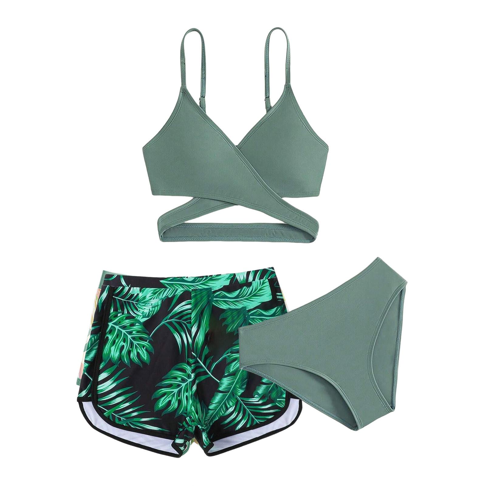 T-fengxinzi Meisjes 3-pack Bikini Sets Kinder Zwempak & Strandrokken Kinder Zwemkleding Tieners Kind Meisje Badpak 150