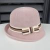 New British retro knitted bucket hat simple knot curled top hat women's summer travel sunshade sunscreen basin hat