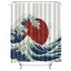 Die große Welle vor Kanagawa Duschvorhang Japanischer Stil Badezimmerdeko Kunstdruck Wasserdichter Polyesterstoff Badvorhang