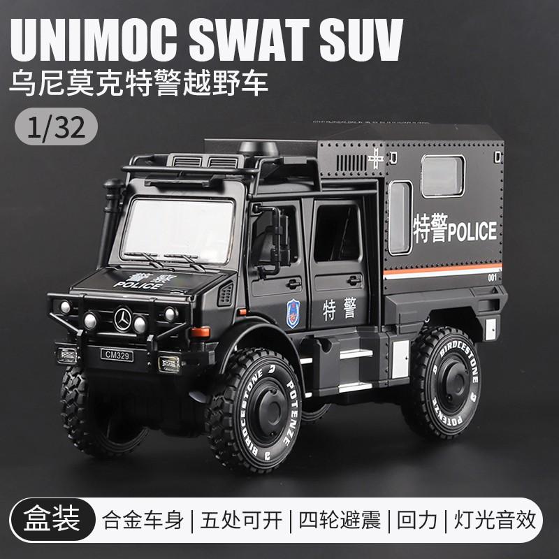 1:28 Mercedes Benz Unimog Off Road Wohnmobil Legierung Metall Druckguss Modellauto Ton & Licht Rückzieher Kinder Spielzeugautos Geburtstagsgeschenke Junge