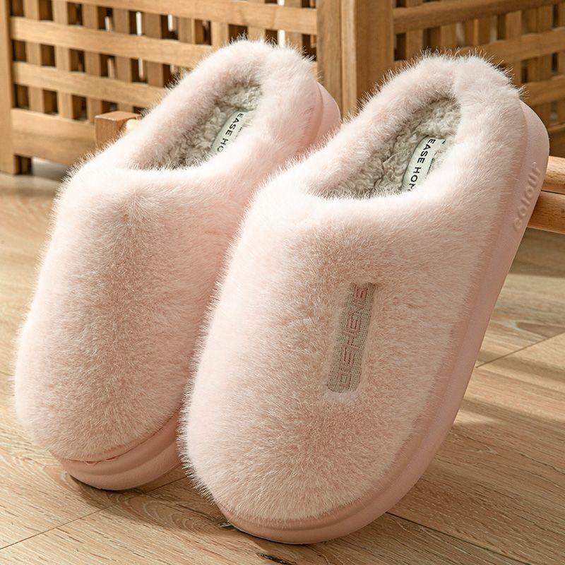 Cotton slippers women spring and autumn winter plush non-slip home use home indoor warmth couple winter men