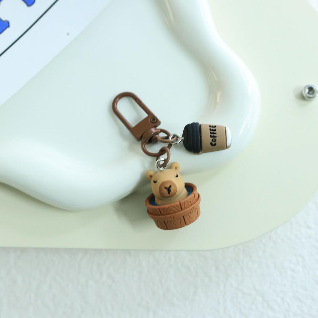 1pc Cartoon Cute Capybara Resin Keychain, Suitable for Women'S Key Ring, Bag, DIY Decorative Pendant