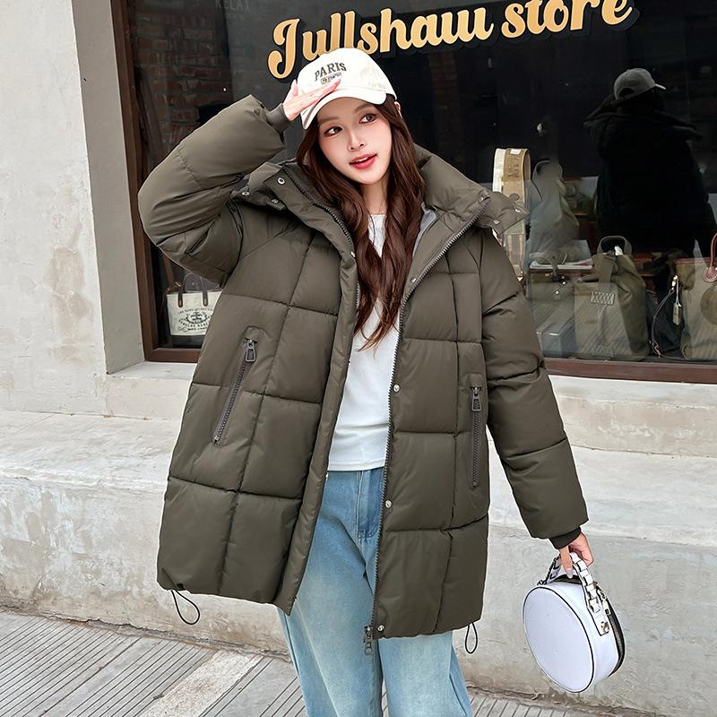 Removable Hat Cotton Clothes Women's Winter New Large Size Women's Clothing Medium and Long Coat Loose Bread Clothes Cotton Clothes