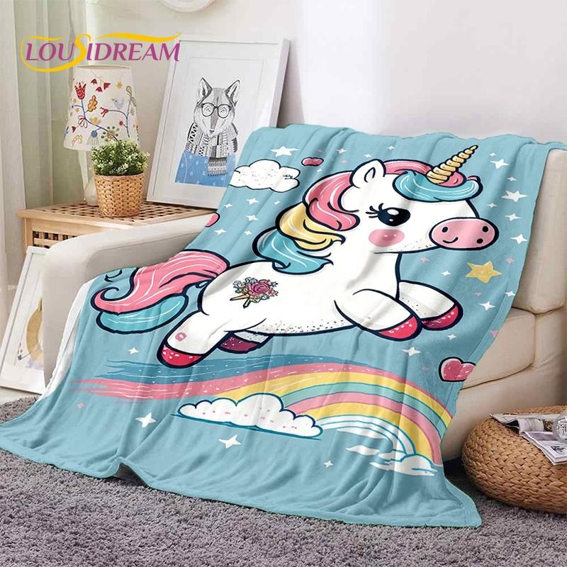 3D Cute Dream Unicorn Cartoon Girl  Soft Blankets,Keep Warm Throw Blanket Comfortable Blanket for Picnic Beds Sofa Home Bedroom