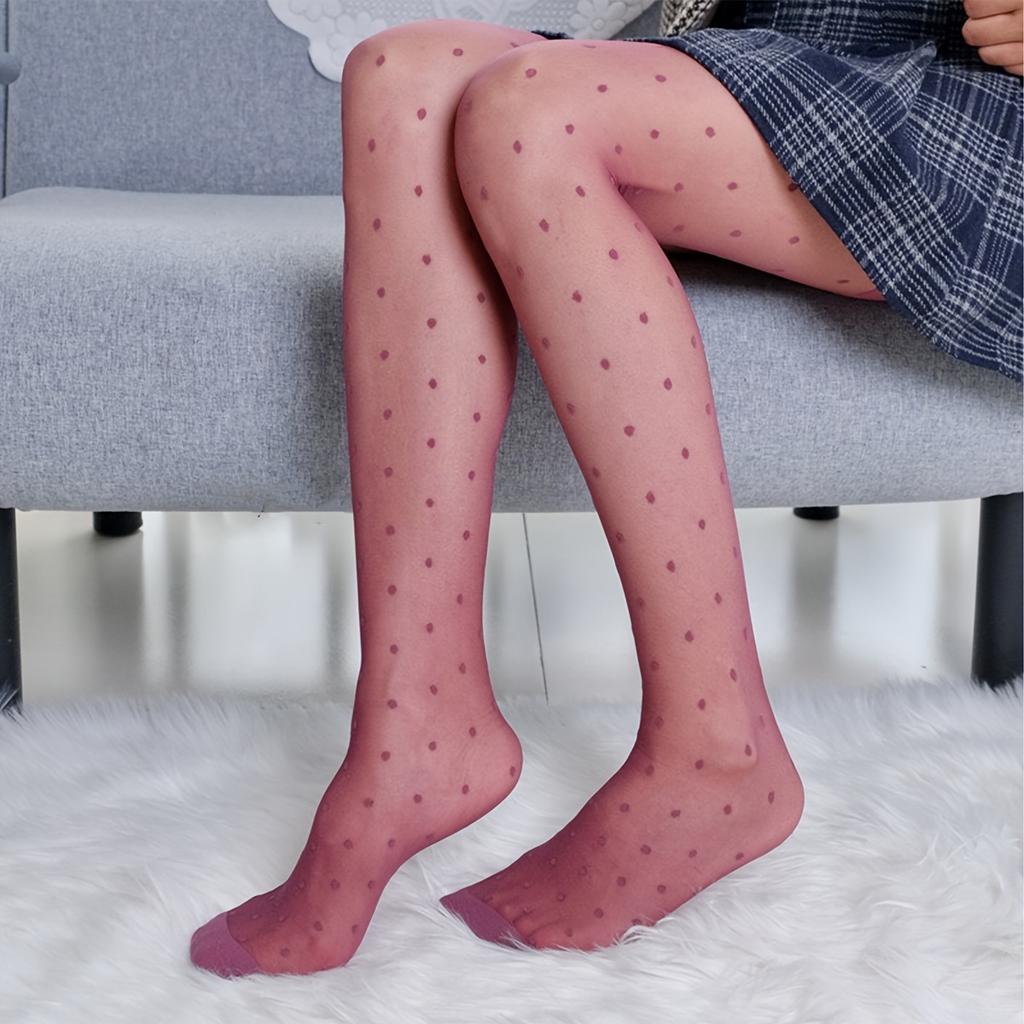 A Pair of Women's Black Silk Thin Sexy Anti Hook Silk Ultra-thin Polka Dot Light Leg Artifact Black Pantyhose