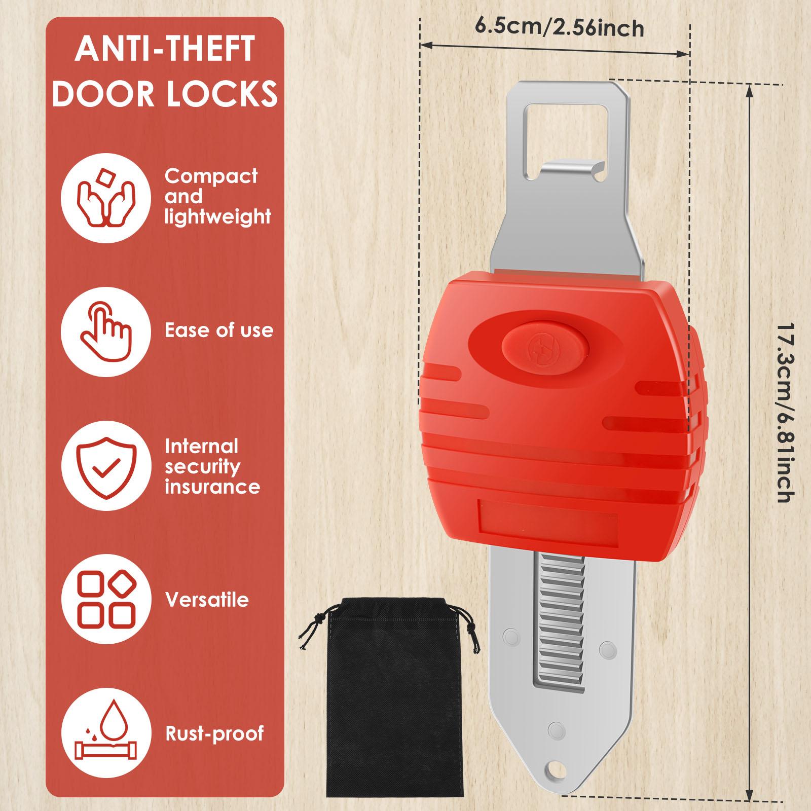 

Легкий портативный дверной замок, дорожный замок, школьная блокировка, временный дверной ночной замок, замок для конфиденциальности в квартире, общежитии, мотеле 1PCS красный