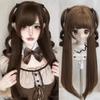 Sweet Lolita Wig with Bangs Cute Sideburns Double Ponytail Breathable Synthetic Cosplay Wig  Girl