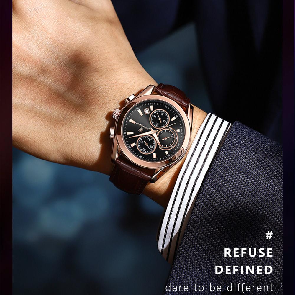 POEDAGAR Nowy luksusowy męski zegarek TOP marki z pudełkiem Luminous Wodoodporne wielofunkcyjne męskie zegarki kwarcowe