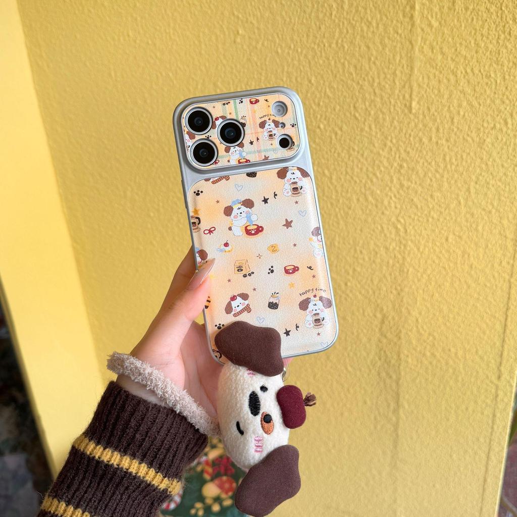 Ins Style Cartoon Coffee Puppy iPhone Case: Drop-Proof, Full Coverage for iPhone 14, 15, 16 Pro, Apple 17