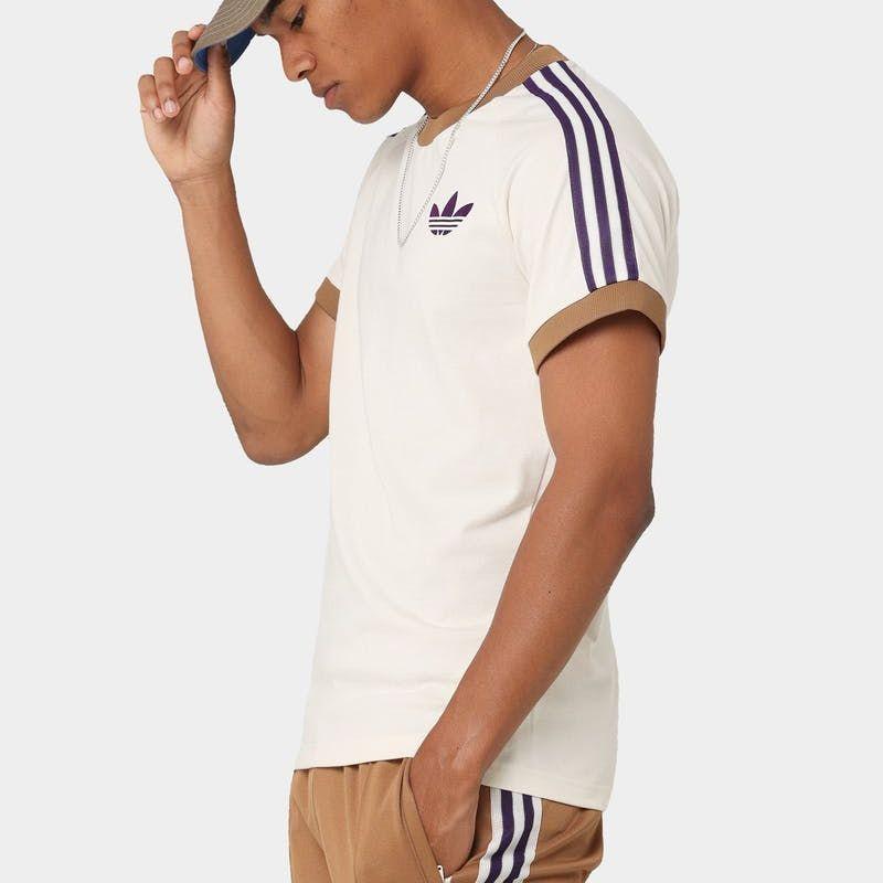 Adidas Originals Cali Tee With Striped Ribbed Crew Neck Men Tops Off-White IB3422