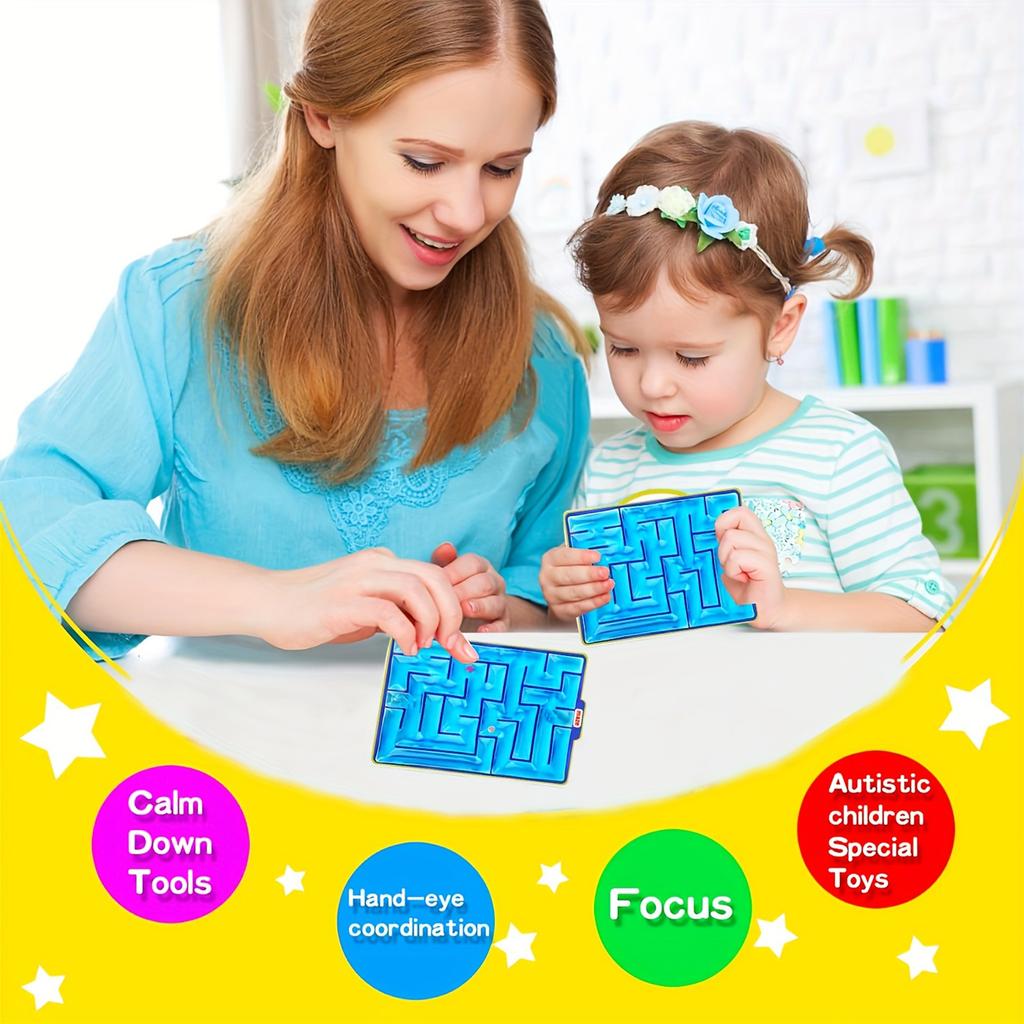 Children's Blue Maze Mat Puzzle Game Ball Play DDecompression Toy 100ml