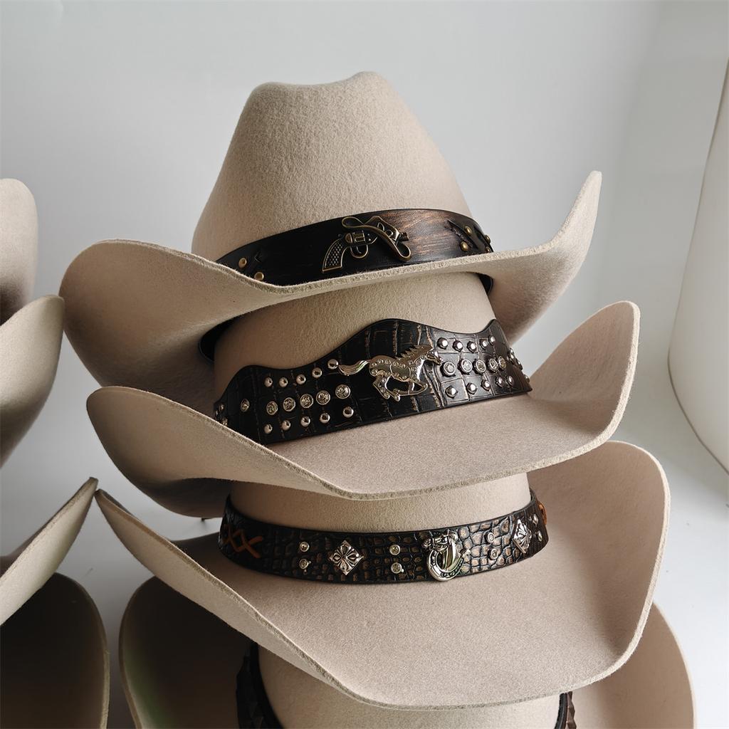 Competitive Western Cowboy Hat 100% Wool Fedora Hat For Women Men Riding Hat Autumn Panama Big Brim Cowgirl Hat Sombrero Vaquero