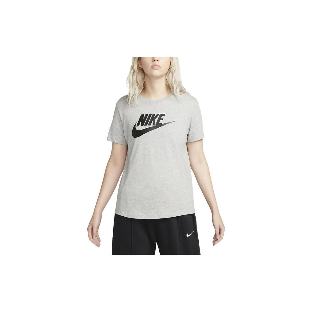 Nike Sportswear Essentials Logo Print Crew Neck T-Shirt Women Tops Light-Gray DX7906-063