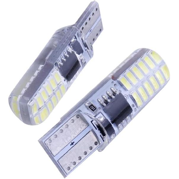 10Pcs W5W T10 Strobe Flash LED Silicone Gel Light 194 168 3014 24SMD Strobe Flash Two Modes of Operation Car Light Bulbs 12V,White