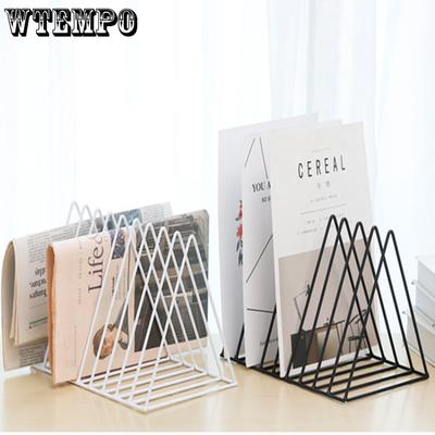 T-riangle Shaped Book  Metal Iron Storage Record Rack Magzine Holder Multifunction Desk Record Home Office Organizer