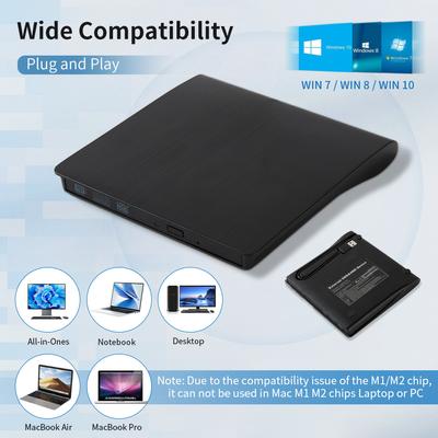 Harici CD DVD Sürücü USB 3.0 İnce Taşınabilir DVD-R DVD-RW Oynatıcı Yazıcı PC Dizüstü Bilgisayar Masaüstü Windows 10/8/7 İçin Uygun
