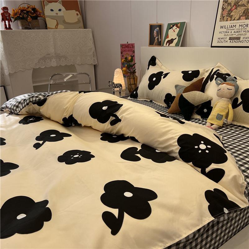 Cartoon Color Matching Four-piece Set Quilt Cover Bedding Quilt Cover Dormitory Bed Single Three-piece Set
