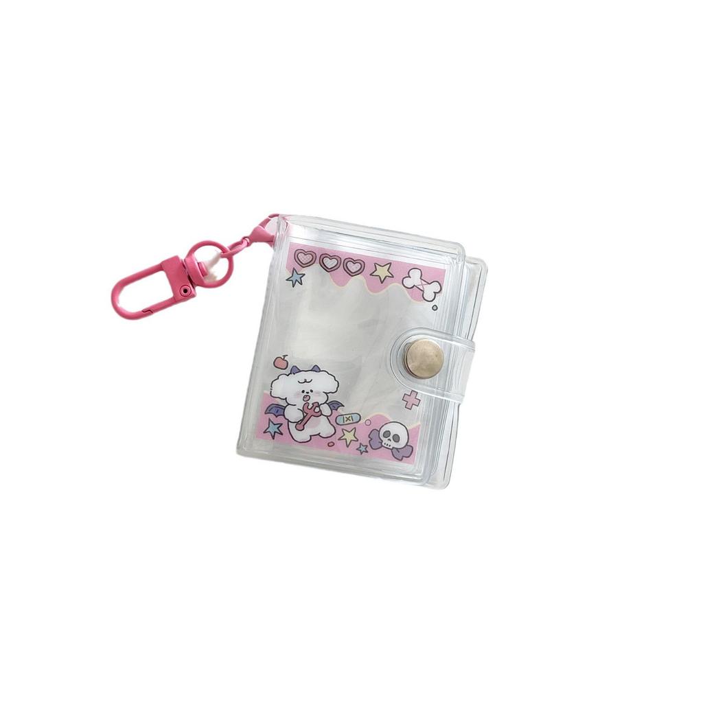 Korean Cartoon Mini Photo Album with 2-inch ID Photo & Sticker Storage, Star Chasing Keychain, Hook & Pendant Bag