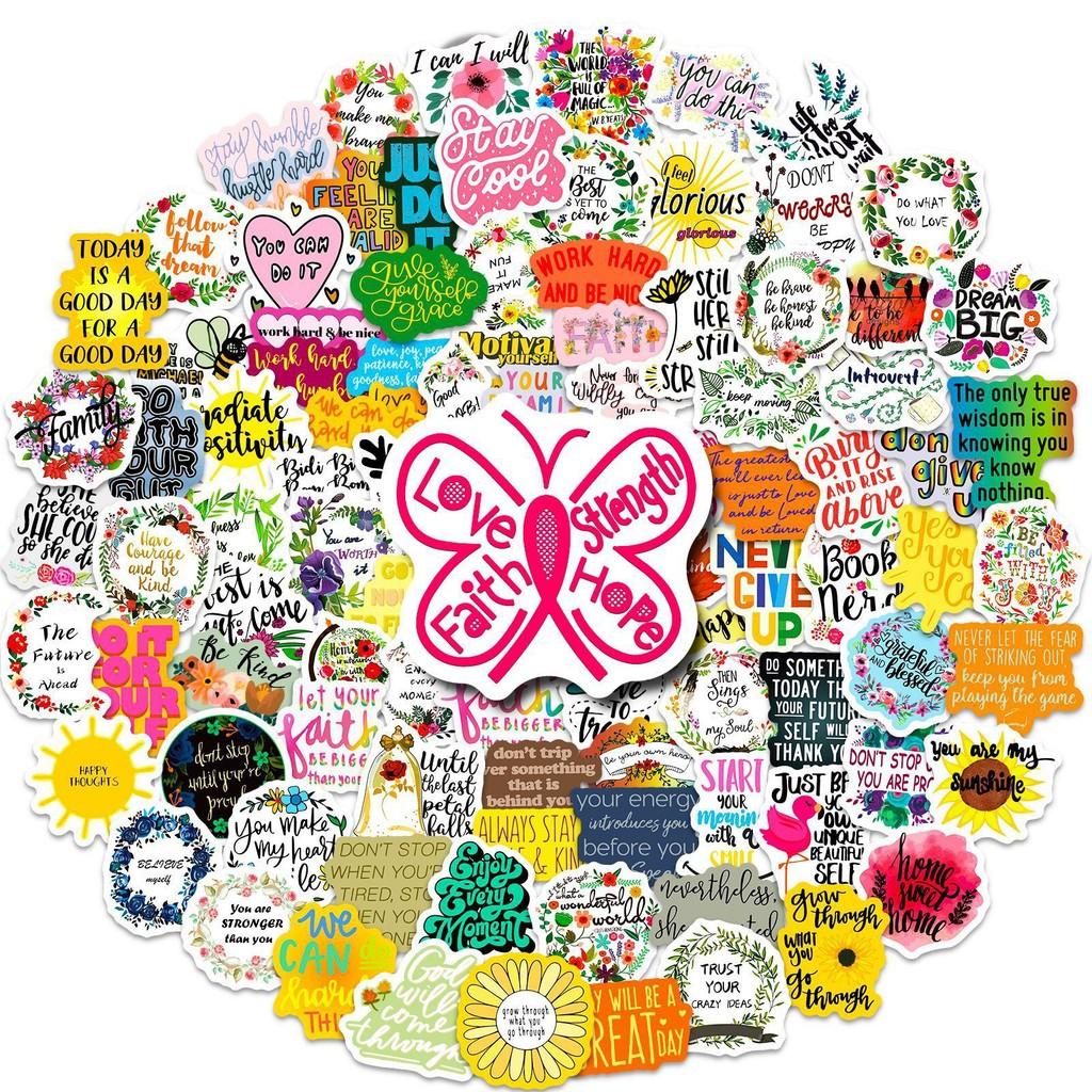 

100PCS Inspirational English Phrases Graffiti Stickers for Bicycle Hand Account Pencil Case Decals BulingBulingStickers Store