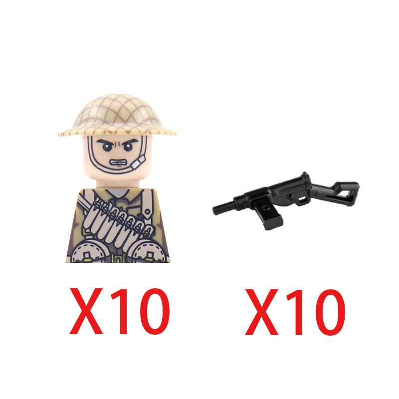 Military Soldier Building Block Figure British US Snow Camouflage Troop MP40 M1A1 Motorcycle Accessories Toys Gift Brick Z02