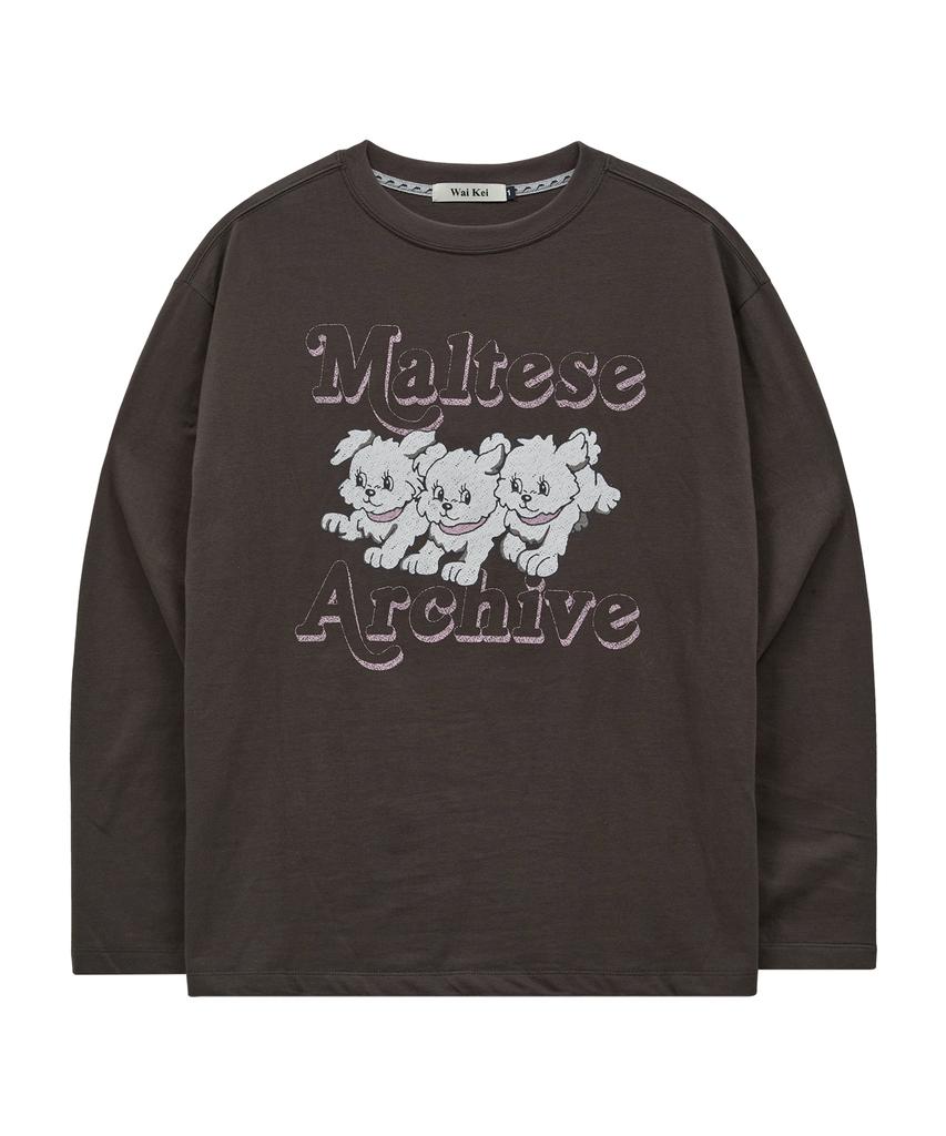 WAIKEI Maltese Archive Long Sleeve T-Shirt Ver.2 Charcoal
