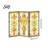 Colorful Folding Screen Mini Decorative Stained Glass Effect 3 Panel Divider Acrylic Desktop Office Desk Decoration Ornament for Home Living