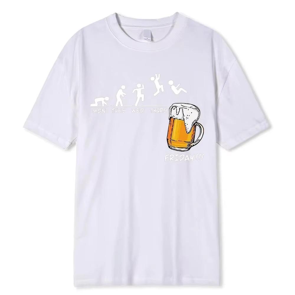 Friday Beer Print Pánská značková trička Funny Graphic Hip Hop Léto Pánská trička Streetwear Bavlna Harajuku Tričko s krátkým rukávem T
