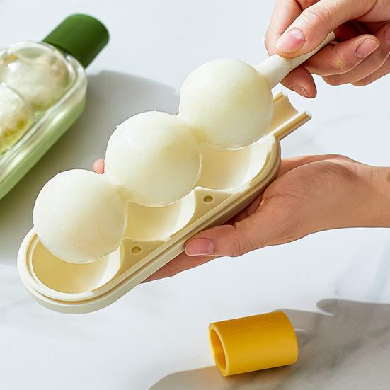 2Pcs 2-in-1 Silicone Popsicle Mold with Straw Quick Freezing Triple Balls Ice Ball Maker BPA-Free Summer Cool Water Drinks Bottle Ice Tray for Yogurt