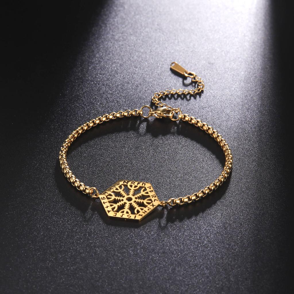 Viking Vegvisir Compass Bracelet Nordic Runes Bangle Amulet Odin Scandinavian Talisman Stainless Steel Vintage Jewelry