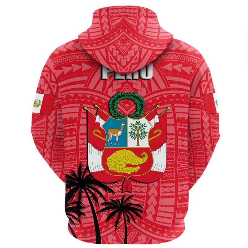 Peru National Emblem 3D Print Hoodie For Men Clothing Fashion Sports Hooded Sweatshirts Casual Streetwear Long Sleeve Pullovers