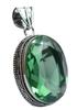 Green Quartz Hydro Gemstone Antique Silver Plated Pendant 2.25" J 2124